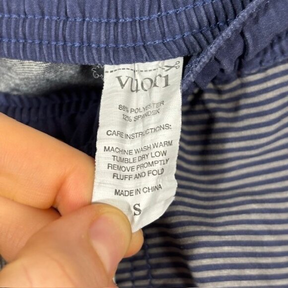 Vuori Shorts Mens Small Blue Striped Athletic Drawstring Pocket Performance Logo - Picture 4 of 7